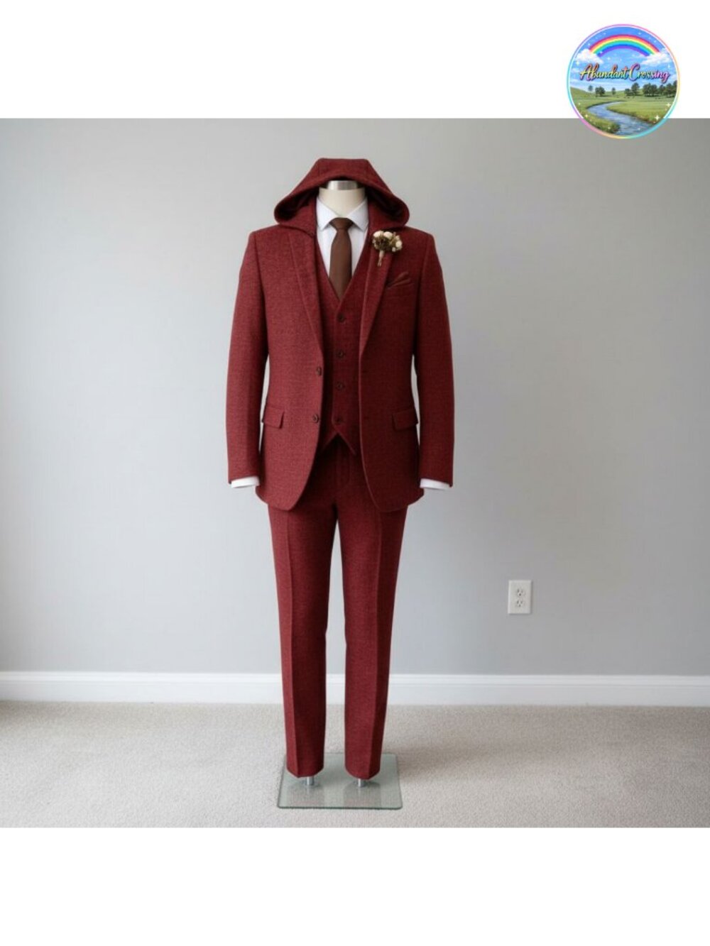 Men's 3 Piece Herringbone Tweed Suit Slim Fit V Neck Vest Wedding Prom